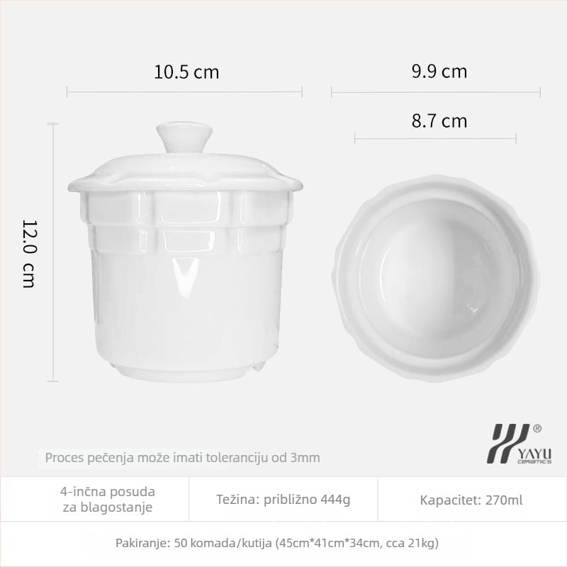 Hotelska keramička juha šalica – magnezijski porculan, završna pod glazurom, prilagodba dostupna, otisnuto logotip