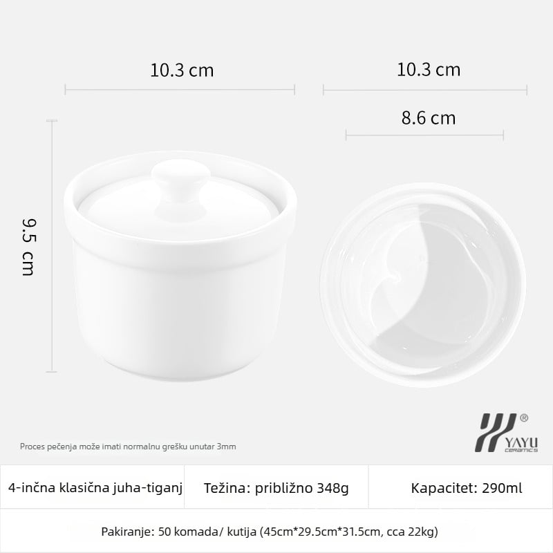 Hotelska keramička juha šalica – magnezijski porculan, završna pod glazurom, prilagodba dostupna, otisnuto logotip