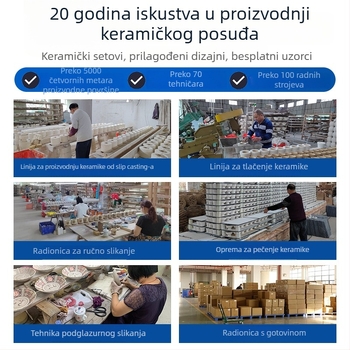 Keramički set šalice za kavu i tanjurić, lagan luksuzni retro stil, cvjetni uzorak, darovni paket za parove