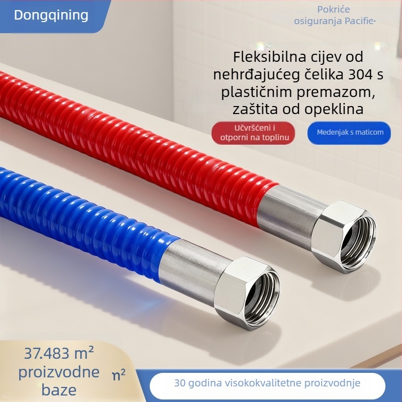 Cijev od nehrđajućeg čelika 304, vijugava s PVC premazom, ojačana, otporno na eksploziju i zaštitu od opeklina za toplu i hladnu vodu