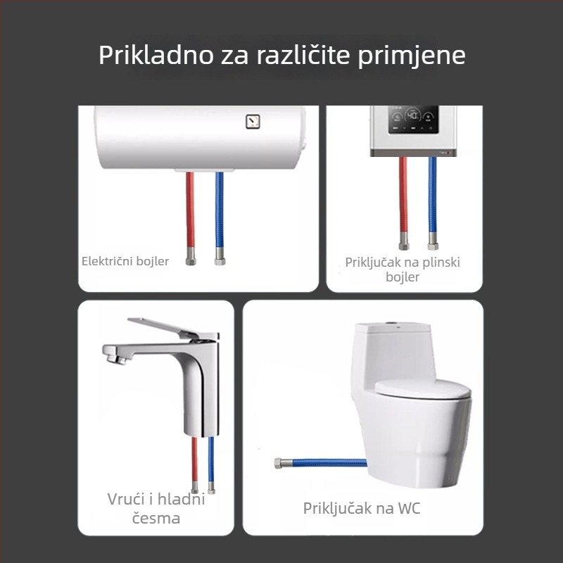 Cijev od nehrđajućeg čelika 304, vijugava s PVC premazom, ojačana, otporno na eksploziju i zaštitu od opeklina za toplu i hladnu vodu