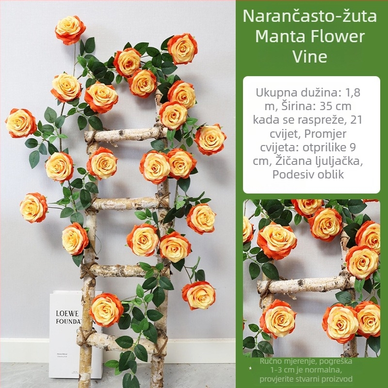 Viseća biljka za zid s plastičnim cvjetovima, imitacija rotana, serija Wedding Home, polu ručna i polu mehanička izrada