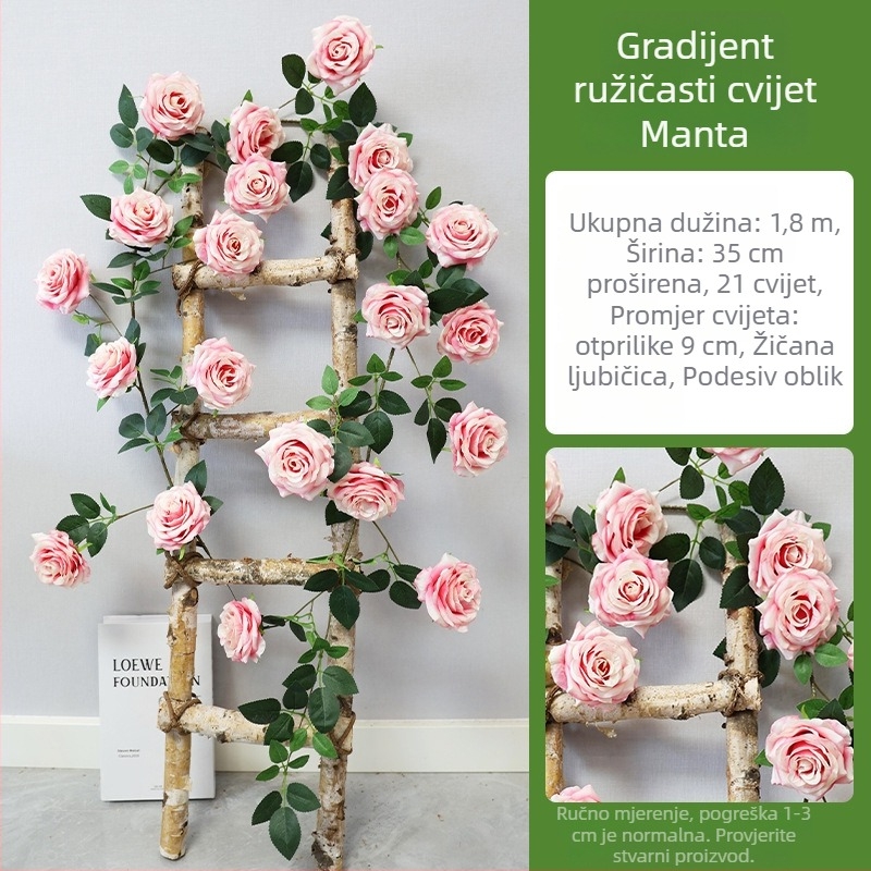 Viseća biljka za zid s plastičnim cvjetovima, imitacija rotana, serija Wedding Home, polu ručna i polu mehanička izrada