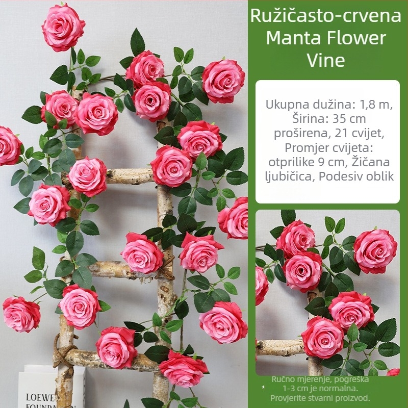 Viseća biljka za zid s plastičnim cvjetovima, imitacija rotana, serija Wedding Home, polu ručna i polu mehanička izrada