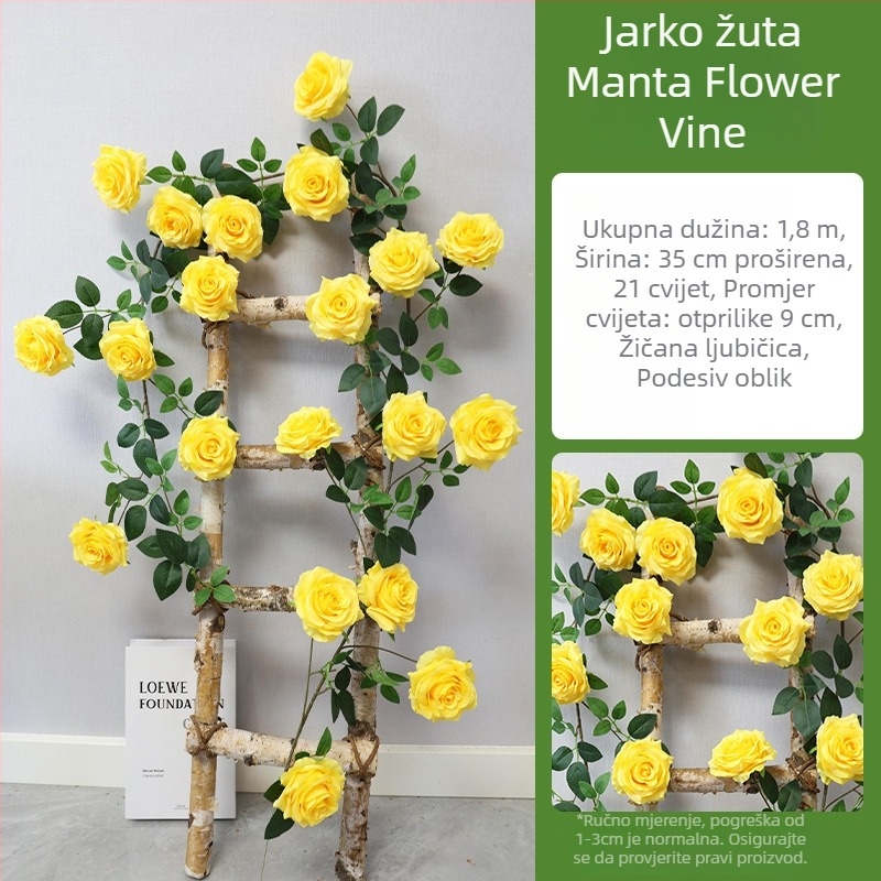 Viseća biljka za zid s plastičnim cvjetovima, imitacija rotana, serija Wedding Home, polu ručna i polu mehanička izrada