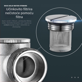 Bakarni kutni ventil za WC sa filtrom, ručna ugradnja, normalan tlak, za WC, 197 g
