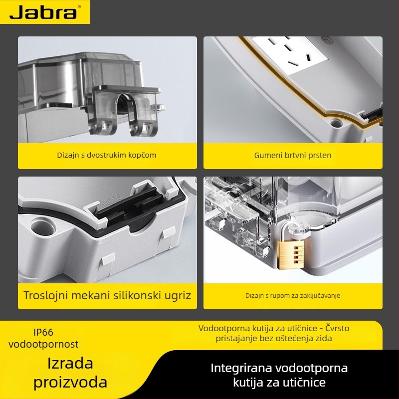 Vanjska vodootporna utična utičnica s prekidačem, 16A, zidna montaža, 3C certifikat, napon 50–440V