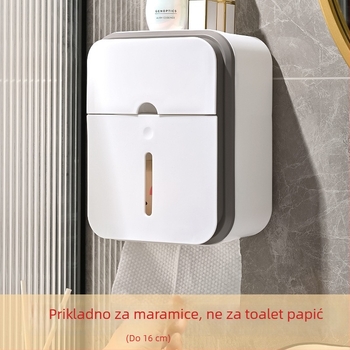 Zidna kutija za toaletni papir, PP materijal, vodootporna, montaža bez bušenja, model 03, za kupaonu.