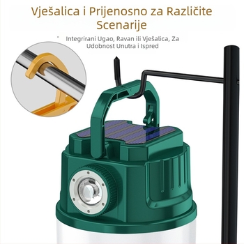 LED kamping svjetlo, punjivo, 3,7 V, 10 W, ručni prekidač