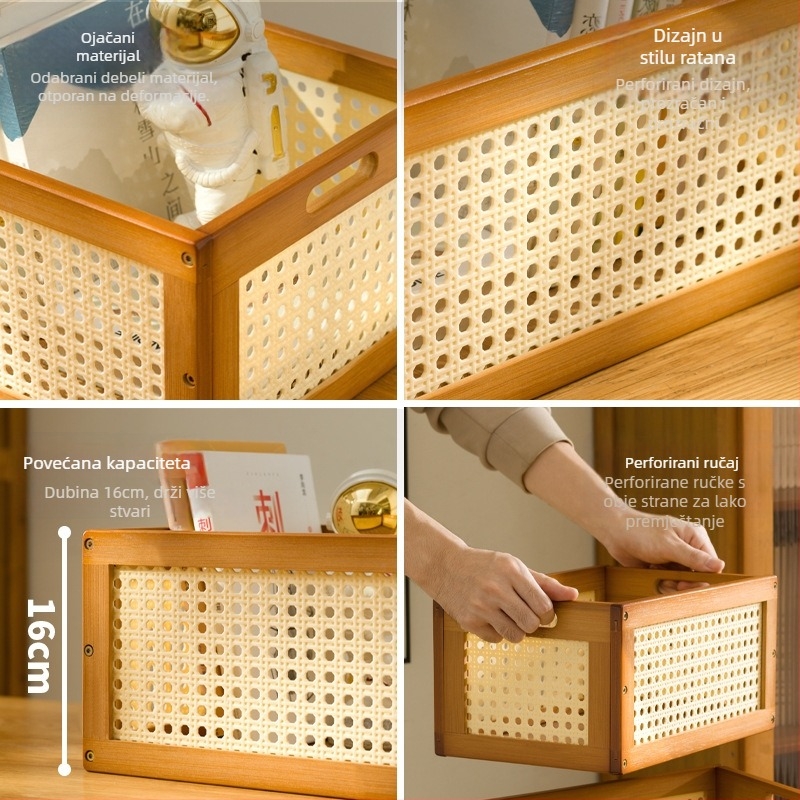 Spremnik koš za pohranu od bambusa – moderni minimalistički stil – za dnevni boravak, spavaću sobu, odjeću i igračke