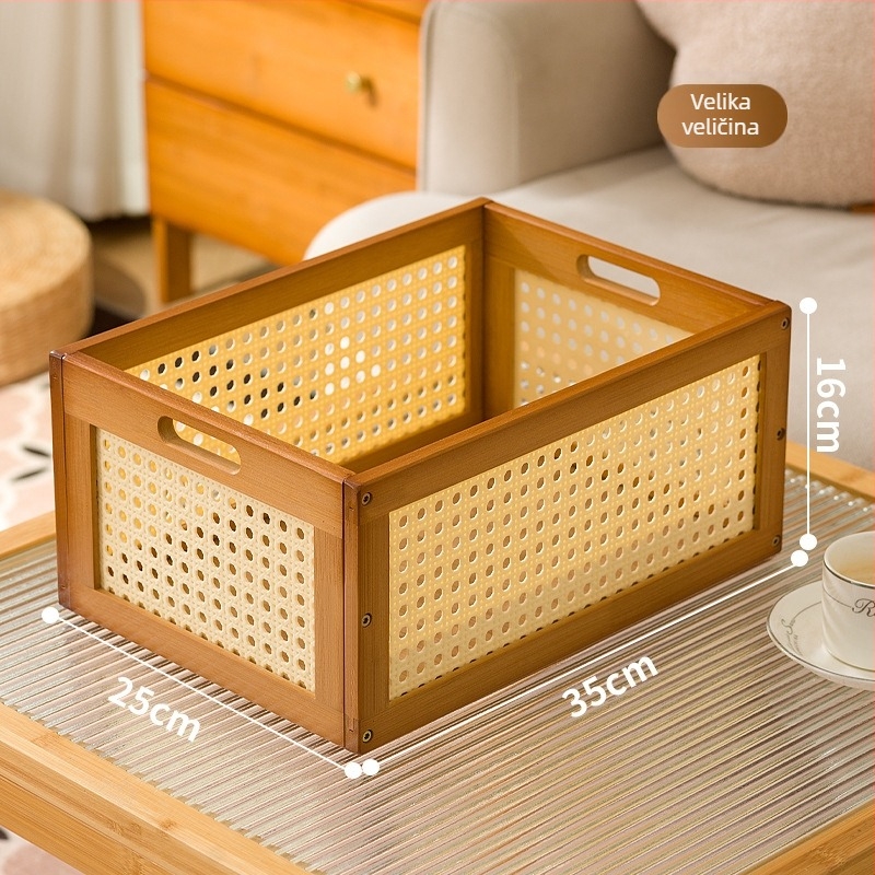 Spremnik koš za pohranu od bambusa – moderni minimalistički stil – za dnevni boravak, spavaću sobu, odjeću i igračke