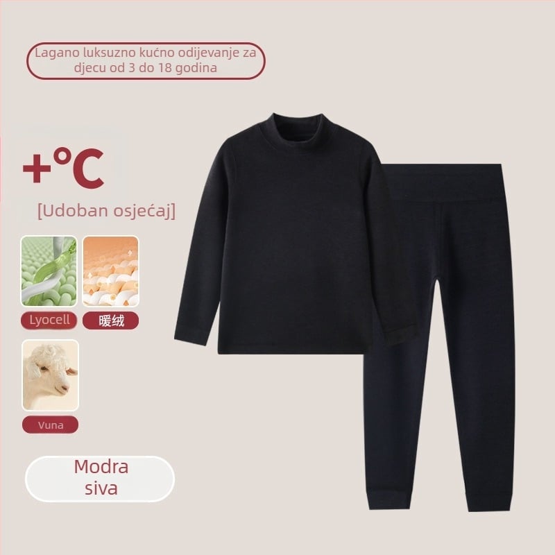 Dječji termalni set s visokim ovratnikom – unisex top i bottom, Lyocell smjesa, debeli topli materijal, za jesen i zimu