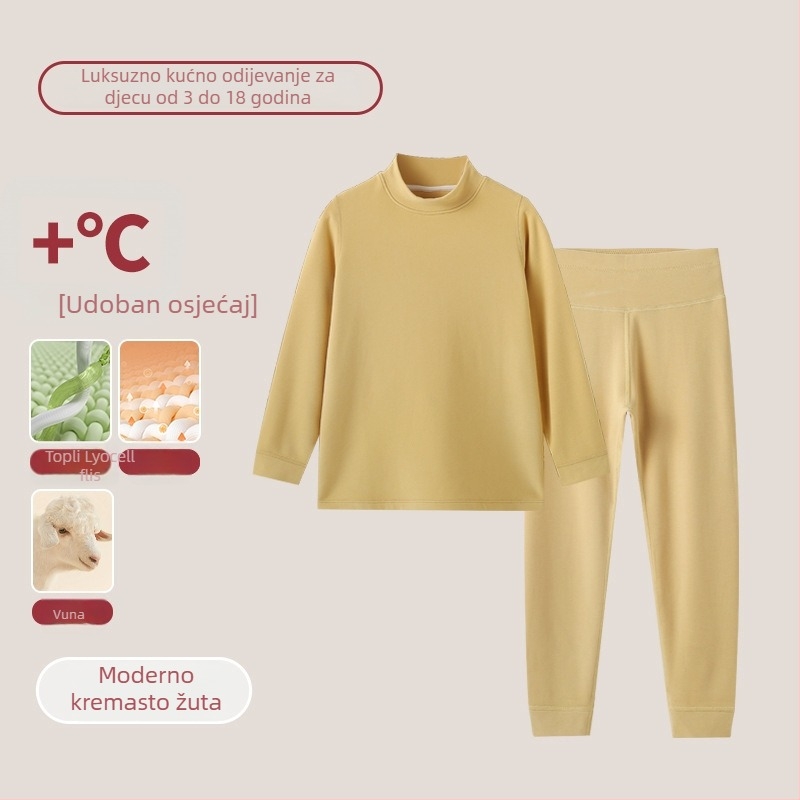 Dječji termalni set s visokim ovratnikom – unisex top i bottom, Lyocell smjesa, debeli topli materijal, za jesen i zimu