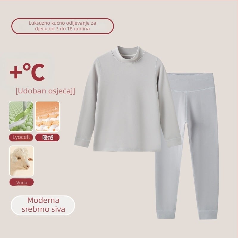 Dječji termalni set s visokim ovratnikom – unisex top i bottom, Lyocell smjesa, debeli topli materijal, za jesen i zimu