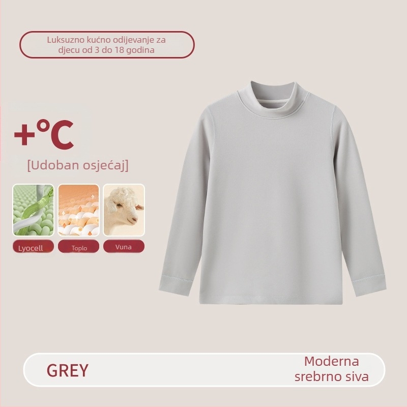 Dječji termalni set s visokim ovratnikom – unisex top i bottom, Lyocell smjesa, debeli topli materijal, za jesen i zimu