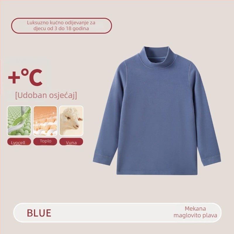 Dječji termalni set s visokim ovratnikom – unisex top i bottom, Lyocell smjesa, debeli topli materijal, za jesen i zimu