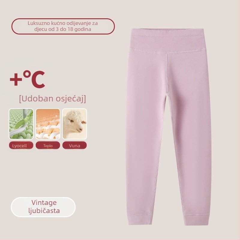 Dječji termalni set s visokim ovratnikom – unisex top i bottom, Lyocell smjesa, debeli topli materijal, za jesen i zimu