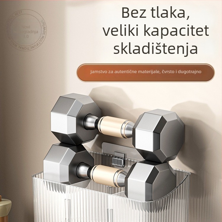 Prozirni zidni koš za skladištenje češnjaka, đumbira i luka – plastika, bez bušenja, kuhinjski organizator