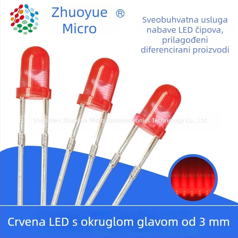 LED indikatorska zrncica s izravnim priključkom, 20 mA, 1.8–2.2 V, 0.06 W, Sanan čip, kut gledanja 30°