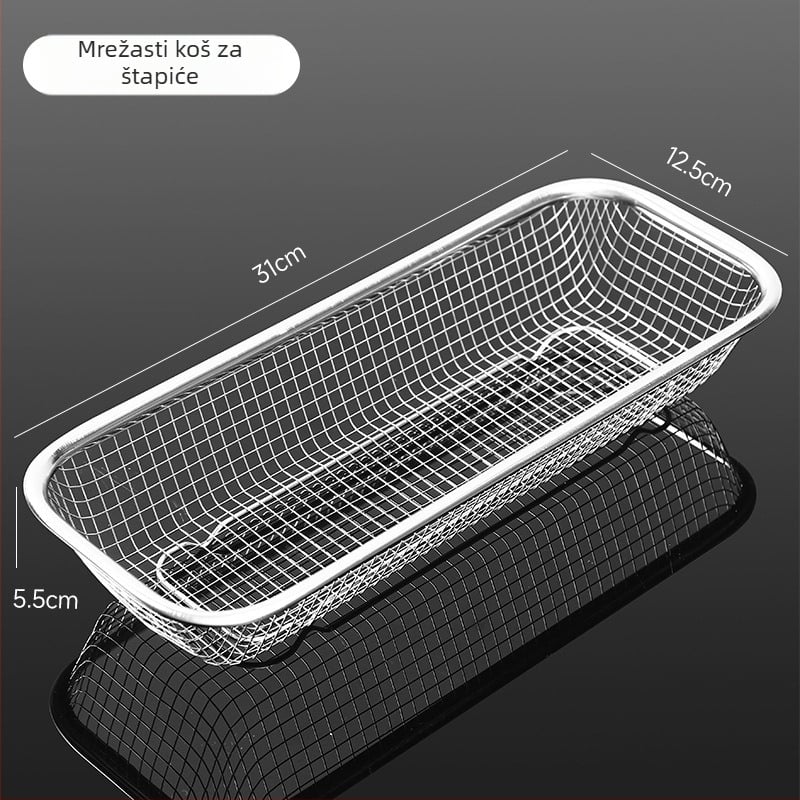 Košarica za štapiće i pribor od 201 nerđajućeg čelika s odvodnim stalkom za dezinfekcijski ormarić
