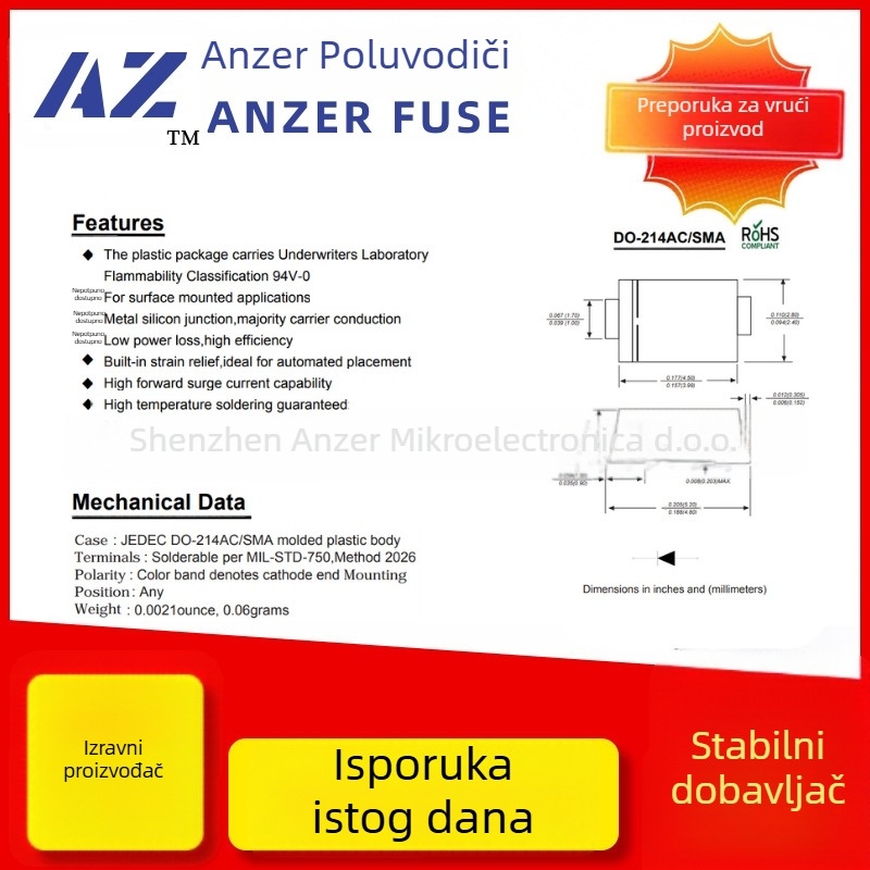 Schottky dioda, SMD, SS24/SK24, 2A/40V, SMA/SMAF/SMB paket