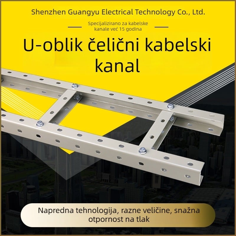 U-oblik čelični kabelski regal, s više rupa, otvorenog ljestvičastog tipa za unutarnje sobe za komunikacije i podatkovne centre, konstrukcija tipa truss (Značka: Phoenix diagram wiring; Materijal: Čelik; Certifikacija: ISO 9001:2000; Prilagodba: Moguća)