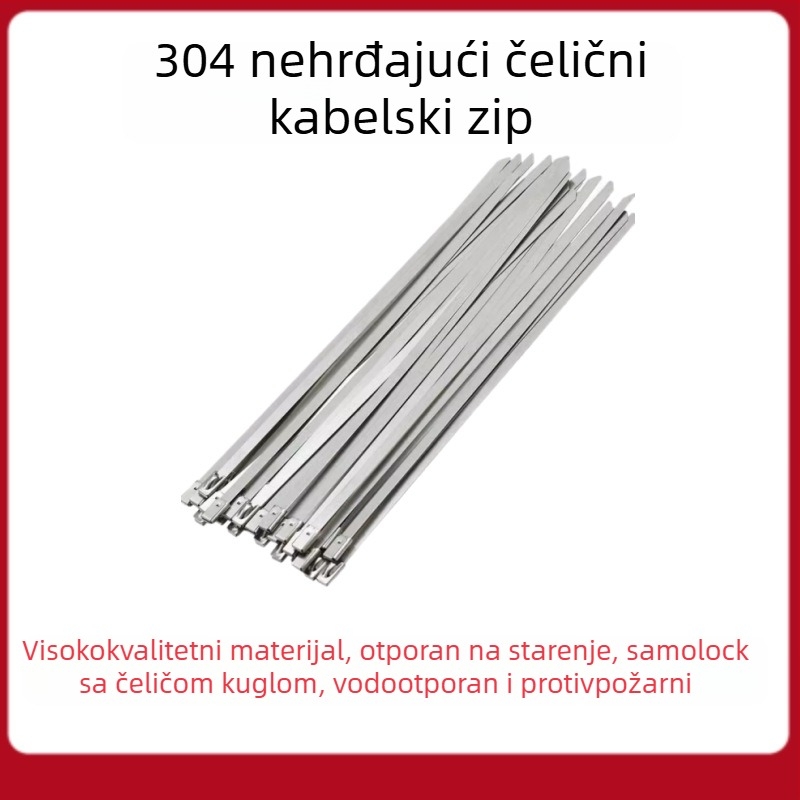 Samozakljuirajuće metalne vezice za kabelske kanale, 304 nehrđajući čelik, uključuje kliješta, paket 100 kom.