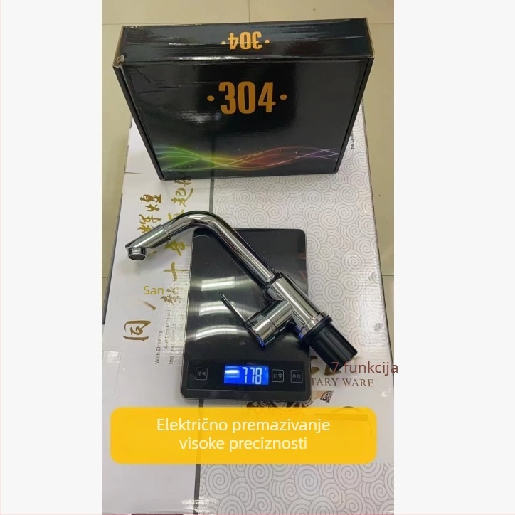 Kran za umivaonik s vodopadom, nehrđajući čelik, miješanje, postavljanje na ploču, keramički disk ventil, 0–90°C