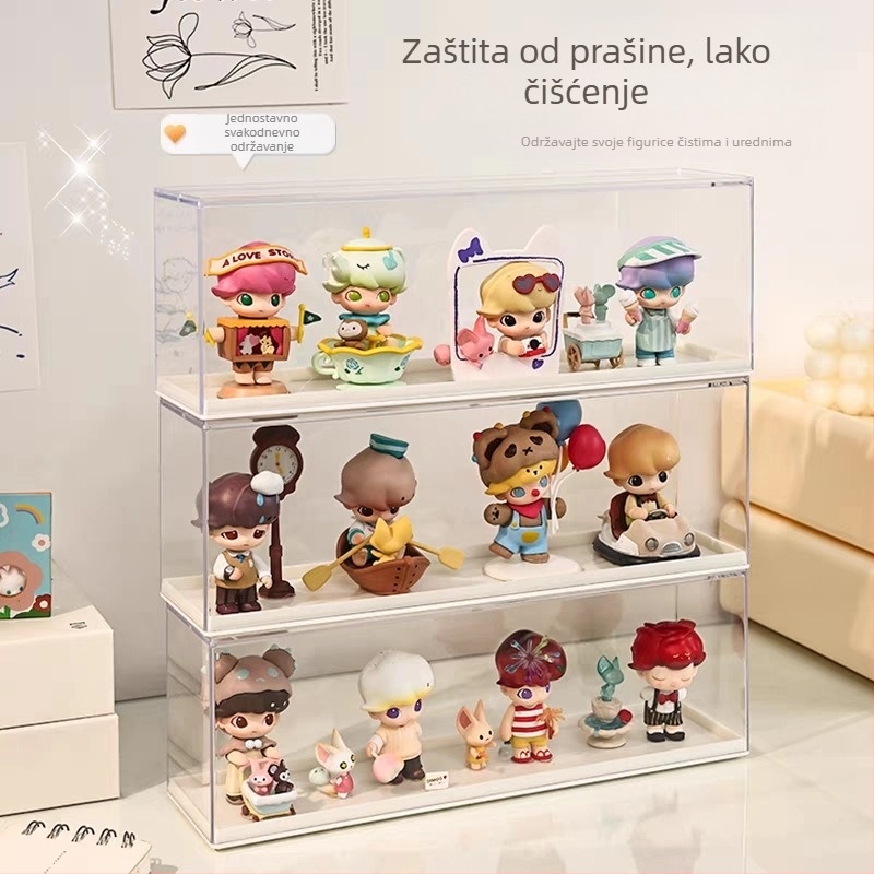 Kutija za figurice s poklopcem, ABS i PVC konstrukcija, otporna na prašinu izložbena kutija, 2 L kapaciteta, za dnevni boravak, spavaću sobu i radnu sobu