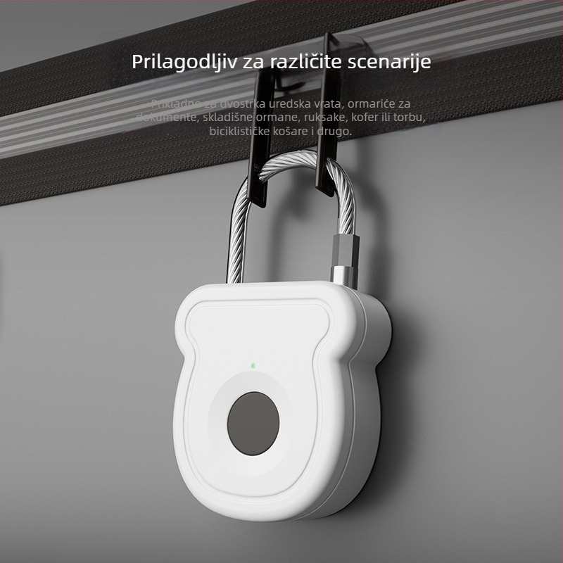 Brava s otiskom prsta, G tip, FUJIAFU, ABS+čelična užad, za torbe, vrata ormarića i košare