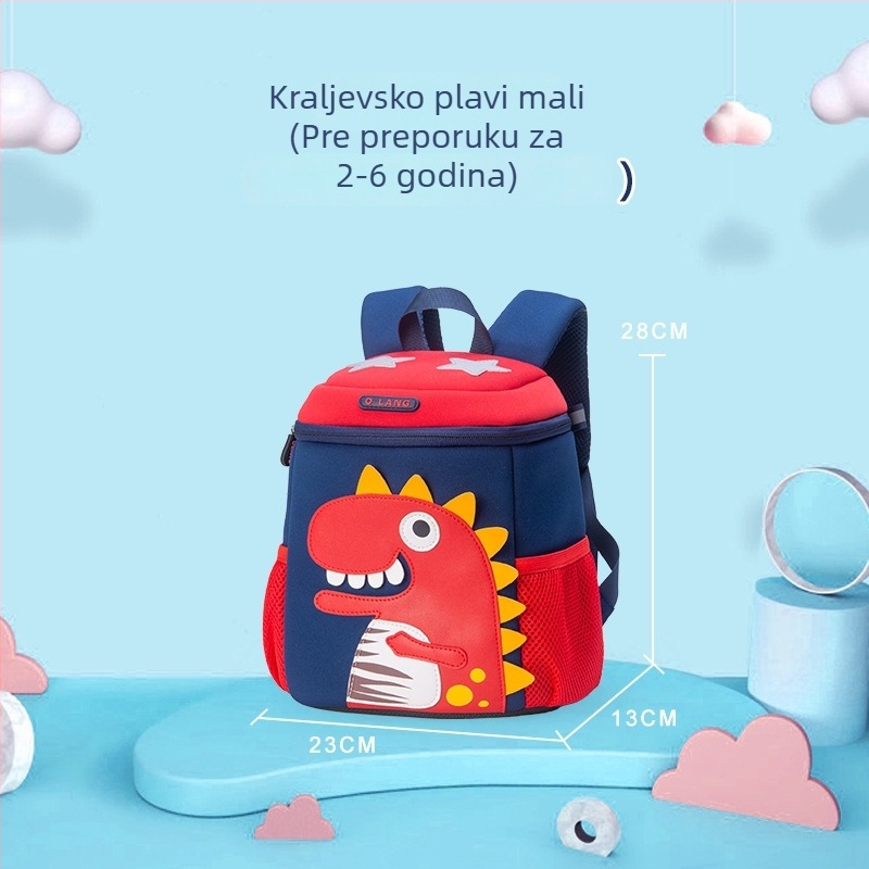 Dječji ruksak s dinosaurem u crtiću - prozračan, vodootporan, ultra lagan, zaštita leđa, kapacitet ispod 20 L