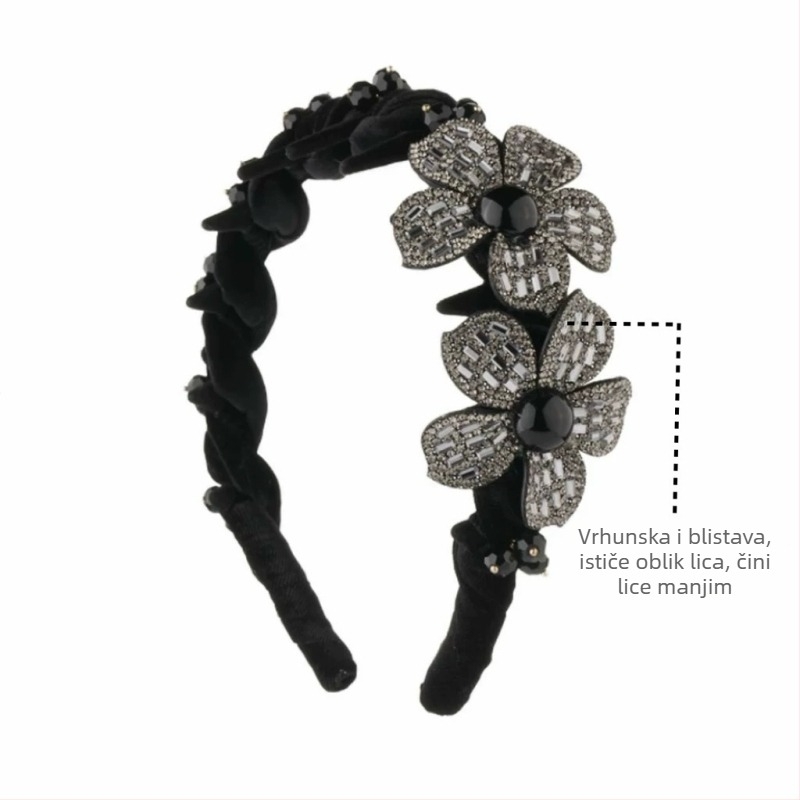 Diadema za kosu s cvijetom i leptirima od kristala, ručna izrada, lagani luksuzni stil, protuklizna, za žene