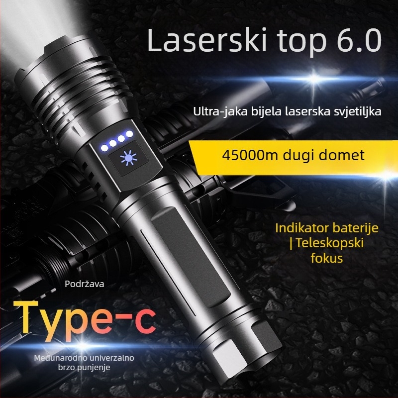 Punjavajuća LED svjetiljka P50 s dugim dometom iznad 500 m, baterija 4000mAh, 10W, kućište od aluminijske legure