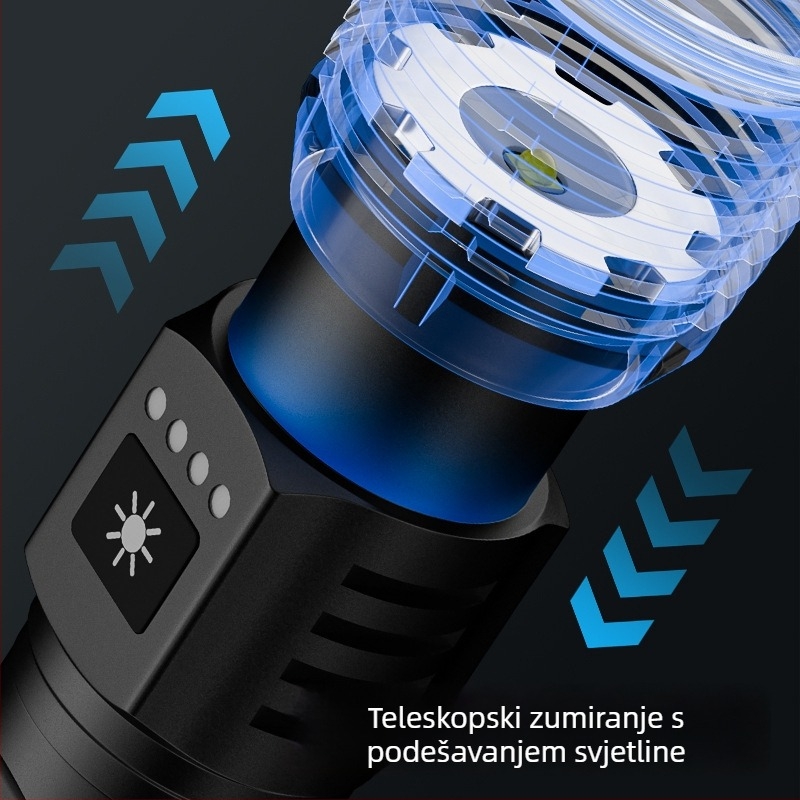 Punjavajuća LED svjetiljka P50 s dugim dometom iznad 500 m, baterija 4000mAh, 10W, kućište od aluminijske legure
