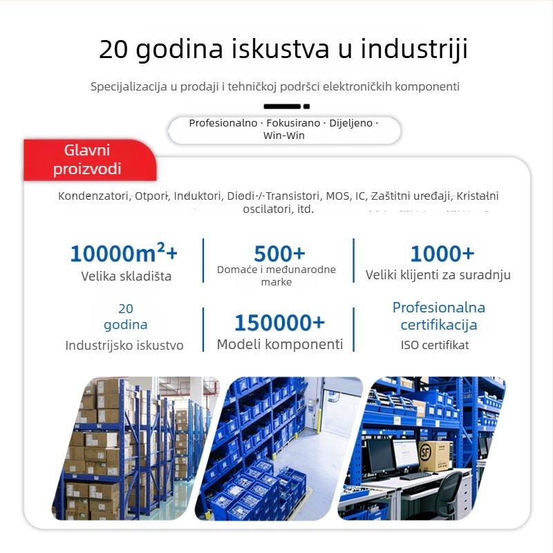 Naručivanje BOM-a elektroničkih komponenti: otpori, kondenzatori, tranzistori; marke: Yageo, Fenghua, Huosheng, Aihua, Changjing; napon: 1–10k