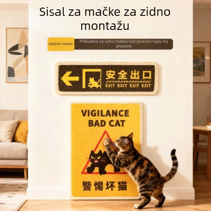 Ploča za grebanje mačaka – vertikalno postavljena na zid, od sisala, 40 komada u kutiji, stil nacionalnog trenda