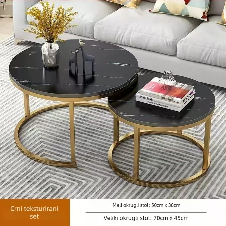 Stol za kavu s okruglim rubom, metalni okvir, gornja ploča od ploče gustoće, moderni minimalistički nordijski stil, model 001, sastavljanje je potrebno.