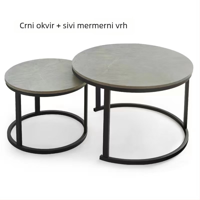 Stol za kavu s okruglim rubom, metalni okvir, gornja ploča od ploče gustoće, moderni minimalistički nordijski stil, model 001, sastavljanje je potrebno.