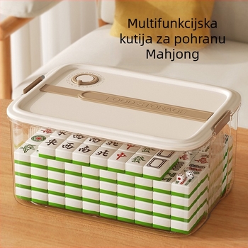 Kutija za Mahjong velike kapacitete – prozirna, prenosiva, kvadratnog dizajna, stolni organizer s poklopcem, 12 L, PP plast, otporna na prašinu, japanski stil