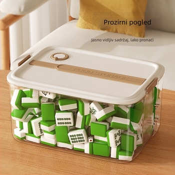 Kutija za Mahjong velike kapacitete – prozirna, prenosiva, kvadratnog dizajna, stolni organizer s poklopcem, 12 L, PP plast, otporna na prašinu, japanski stil