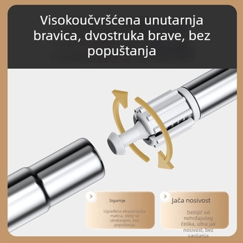 Izvlačna nerđajućeg čelika šipka za sušenje rublja s viličastom glavom za balkon – moderni minimalistički dizajn