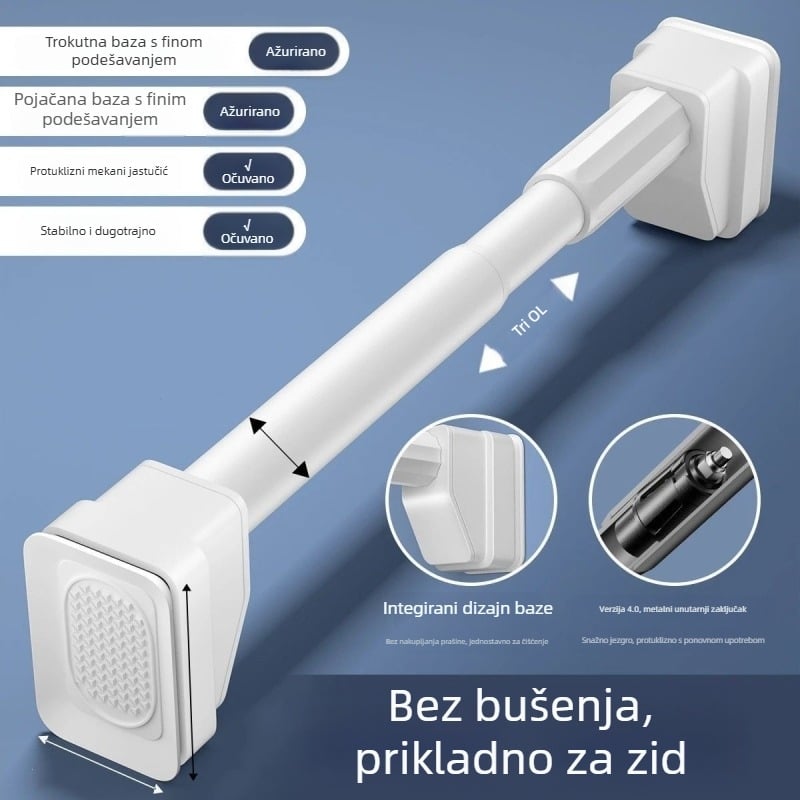 Bez bušenja teleskopna šipka za odjeću, za balkon i kupaonicu, plastična unutarnja šipka za sušenje, moderan stil