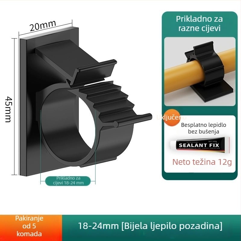 Samoodvješni držač cijevi za vodu i odvod — Bez bušenja, Model: Fixed pipe clamp, Šifra proizvoda: Gdgka-1, Materijal: PVC, Izrada: Regular Fit, Marka: Neck strength