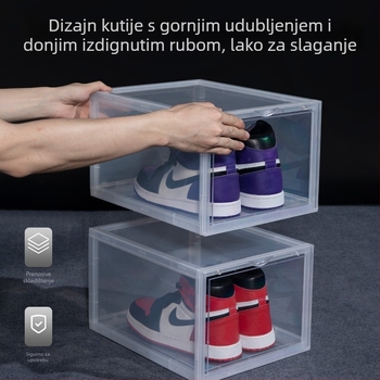 Kutija za cipele od plastike (PP+PS), model 1368, može se slagati, otporna na prašinu, kapacitet 24 L