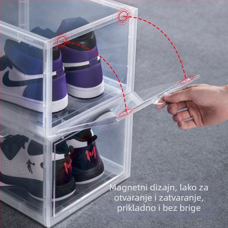 Kutija za cipele od plastike (PP+PS), model 1368, može se slagati, otporna na prašinu, kapacitet 24 L
