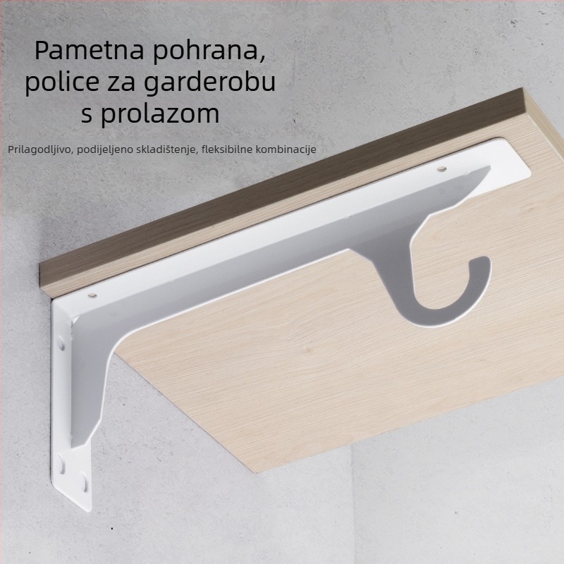 Zidni trokutasti nosač s kukom za šivu odjeće – Težak teret, hladno valjani čelik, premaz pečeni