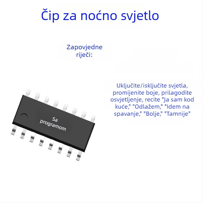 Offline IC za prepoznavanje glasa s mikrokontrolerom za upravljanje noćnom lampom i prekidačem za najave - LS, 3.3V