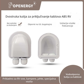 RV kutija za kabelske spojeve s dvostrukim otvorima, plastično kućište, otporno na prskanje, kompatibilna s nosačima fotonaponskih sustava