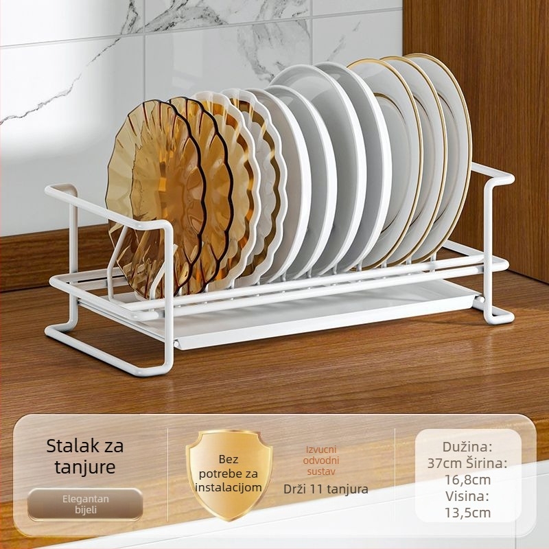 Kuhinjski stalak za sušenje posuđa iznad sudopera, jednoslojni, od nehrđajućeg čelika, sklopivi i odvojivi, bez montaže.