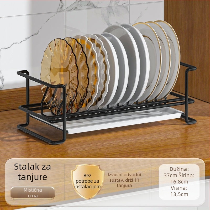 Kuhinjski stalak za sušenje posuđa iznad sudopera, jednoslojni, od nehrđajućeg čelika, sklopivi i odvojivi, bez montaže.